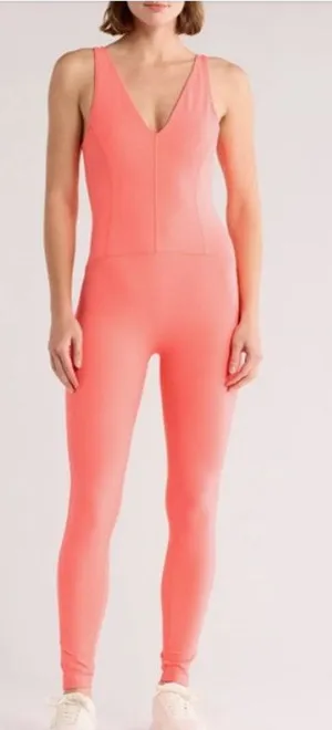 FP Movement Never better Strappy Back Jumpsuit Neon Coral Womens Small thumbnail 1