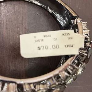 Glamorous Black and Silver Cuff Bracelet with Sparkling Stones thumbnail 3