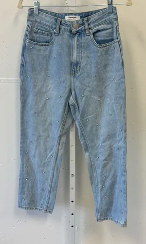Showpo. Rhinestone High Waist Mom Denim‎ Jeans Medium Wash Sz 4 thumbnail 1