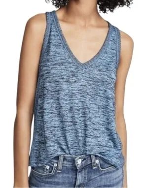Rag & Bone Women’s Size S Blue Black Space Dye Ramona V-Neck Sleeveless Tank Top thumbnail 1
