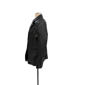 NA-KD Black Faux Croc Oversized Blazer Jacket Reptile‎ Texture EU 36 US 6 thumbnail 7