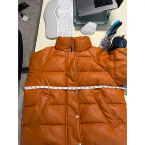 NA-KD Cognac Brown Orange Faux Leather PU Padded Jacket Bomber Puffer Coat 36/S thumbnail 6