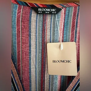 BloomChic Striped Contrast Dolman Sleeve Shirred Pocket Maxi Dress size 12 nwt thumbnail 7