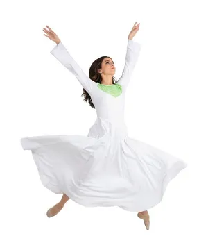 Body Wrappers Praise Dance Dress M White Green Praise Liturgical Worship White thumbnail 1