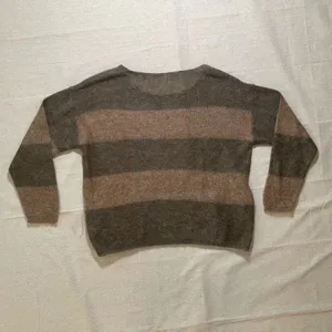 Free People | Brown Striped Lightweight Oversized Mohair Blend Sweater | XS thumbnail 2