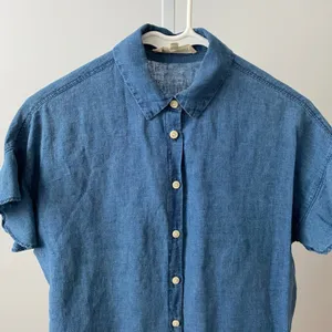 Madewell‎ Coastal XS Blue Linen Short Sleeve Button Shirt Flutter Sleeve Blouse thumbnail 2
