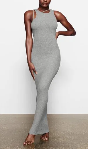 SKIMS NWOT Soft Lounge Cutout Dress in Heather Grey thumbnail 1