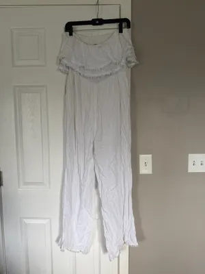 Altard State White Off Shoulder White Full Length Jumpsuit thumbnail 6