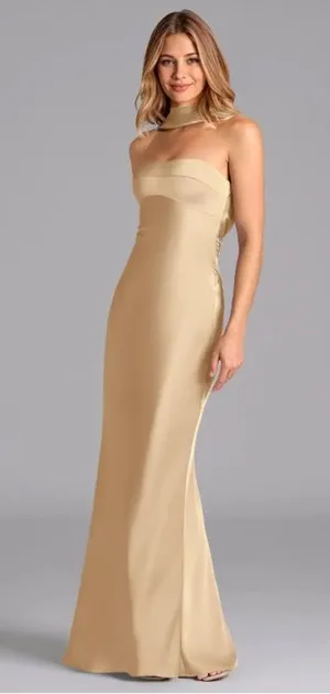 Azazie Lucinda Champagne Bridesmaid Dress thumbnail 1