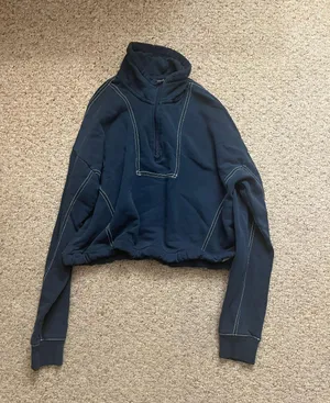 Navy Blue Quarter Zip Sweatshirt thumbnail 3
