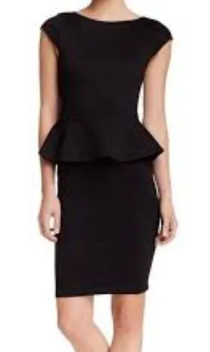 Alice + Olivia Bateau Neckline Peplum Towork Mini Black Dress Size 2 thumbnail 2