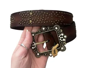 Roper NWOT Women's Size S Bling Studded Cowboy Western Rhinestone‎ Leather Belt thumbnail 1