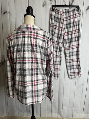 Nautica Pajama Set Plaid Flannel Long Sleeve Button Up Shirt Pant Sz L 14-16 thumbnail 6
