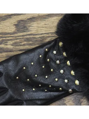 NWT INC International Concepts Studded Faux Fur Cuff Gloves IN2542504 Black M thumbnail 8