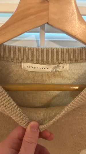 Altar'd State Brown sweater with white flowers from thumbnail 3