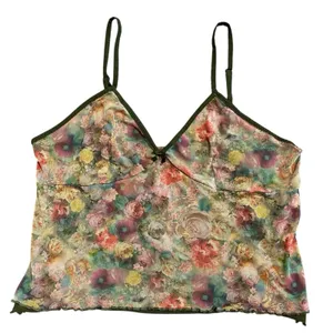 No Boundaries Vtg Y2K XL Mesh Floral Babydoll rosette Cottagecore Top Fairy Grunge Festival thumbnail 1