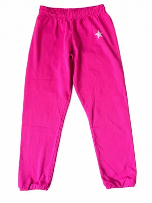 NWT $78 Aqua Athletic Pink Star‎ cropped jogger Sweatpants size XS thumbnail 1
