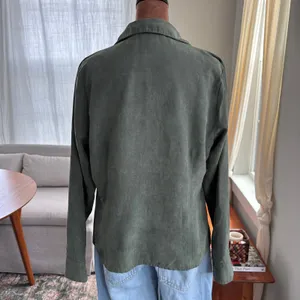 00s Sonoma Green Faux Suede Button Front Shirt Jacket Western Top Summer Medium thumbnail 2