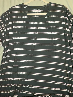 American Eagle Outfitters Green Striped Soft & Sexy Shirt thumbnail 1