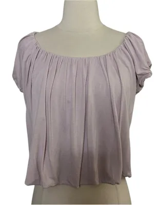 Express Size Extra Small (XS) blush pink Gathered Neck Puff Sleeve Blouse thumbnail 2