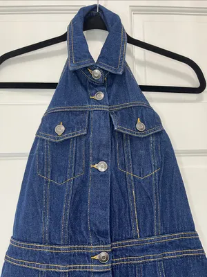 Future Collective Alani Noel Sleeveless Collared Denim Mini Dress - Size 4 thumbnail 5