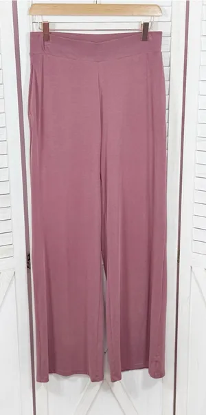 Express Jersey Knit Wide Leg Pants Rose Pink Small High Waist Lounge Athleisure thumbnail 1