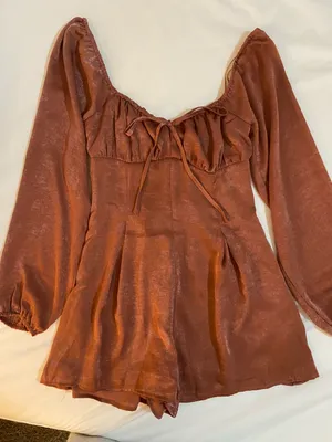 Le lis Satin Burnt Orange Romper thumbnail 1