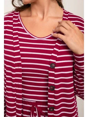 NWT Cupshe Red Striped 3-Piece Pajama Set - Size: Medium thumbnail 12
