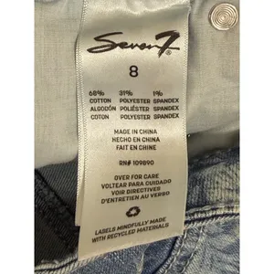 Seven7 Women Pathway Floral Kick Flare Jeans Blue White Raw Hem Size 8 Boho thumbnail 5