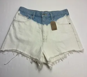 Levi's High Waisted Mom Denim Jean Cut-Off Shorts Womens Size 30 Blue‎ White NEW thumbnail 1