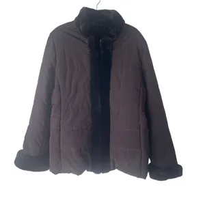 Jones New York Size XL Chocolate Brown Faux‎ Fur Lined Winter Coat thumbnail 1