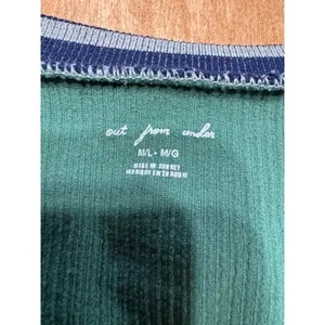 Out From‎ Under Urban Outfitters Green Ribbed Henley Crop Top M/L Long Sleeve thumbnail 2