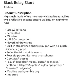 Athleta Black Relay Skort‎ Athletic Skort Reflective Tennis Pickleball Pickle thumbnail 10