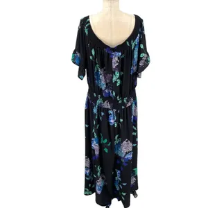 City Chic Suzu Floral Maxi Off the Shoulder Dress Black Plus Size‎ 22 thumbnail 8