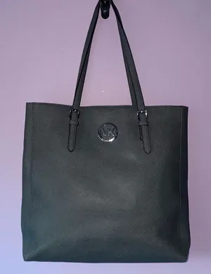 Michael Kors Saffiano Leather Shoulder Bag Tote Gray thumbnail 1