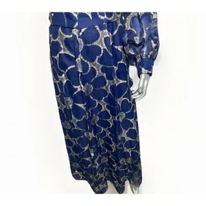 VTG CLIFTON WILHITE 18 Blue Metallic Floral Long Sleeve Gown Couture Dress thumbnail 10