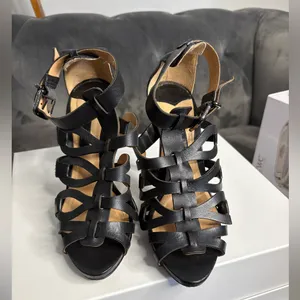 Schutz Eirininn black leather cutout heels, 7B thumbnail 2