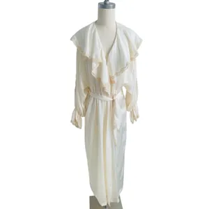 Vintage Etienne Cream Lace Peignoir Robe Small Embroidered Dressing Gown thumbnail 2