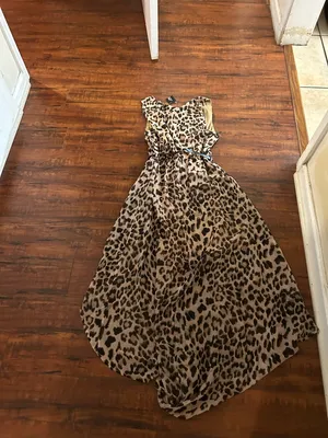 Juniors Leopard Print Sleeveless Maxi Dress with Belt thumbnail 3
