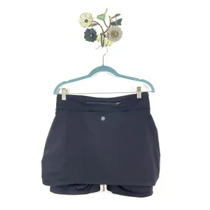 Athleta Women's Contender 2 in 1 Black Short & Skirt Size M Black Zip Pocket thumbnail 8
