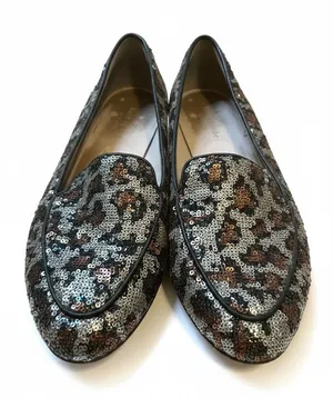 Kate Spade New York "Caty" Animal Leopard Print Sequin Flats Loafers Mobwife thumbnail 1