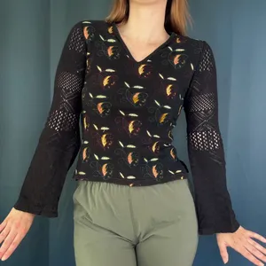Custo Barcelona Vintage 90s/Y2K Embroiderd Crochet Sleeve Shirt thumbnail 1