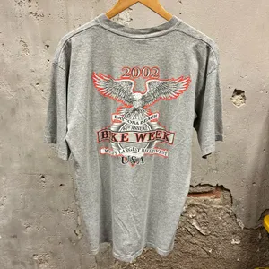 Vintage Y2K 2002 Daytona Beach Eagle Flame Biker Graphic T-Shirt Large L Harley thumbnail 4