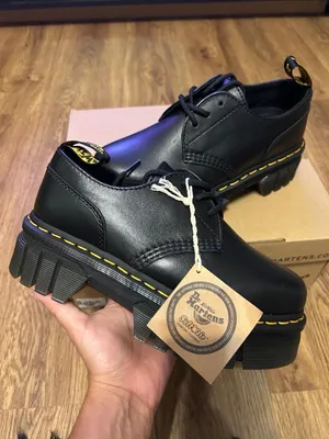 DR MARTENS Audrick 3 eye black leather platform lace up oxfords shoes sz 7 new thumbnail 2
