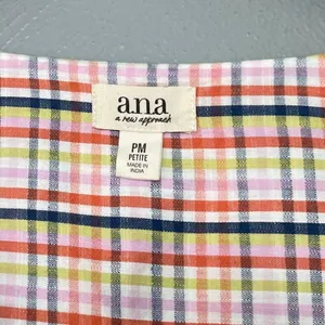 Gingham Plaid Cropped Top Size Petite Medium Button Up Cotton Country Preppy thumbnail 3