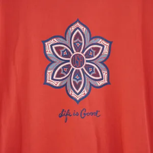 Life is Good Women's XL Crusher Tee Coral Red USA Mandala Flower Graphic Shirt thumbnail 2