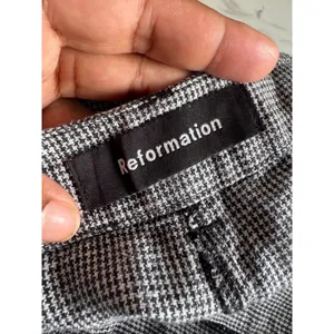 Reformation 100%‎ Linen Wide Leg Pants Houndstooth Black White Size 0 thumbnail 3