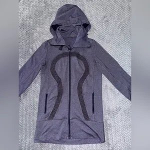 Lululemon Womens Stride Zip Up Hoodie High Collar Heathered‎ Purple Fitted Sz 6 thumbnail 2