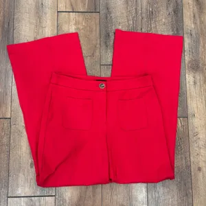 Talbots Women's 8 Wide Leg Ponte Pants Bright Cherry Red Patch Pockets High-Rise thumbnail 2