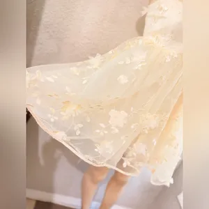 The Vintage Shop Cream Spaghetti Strap Floral Bridal Gown Size S thumbnail 6